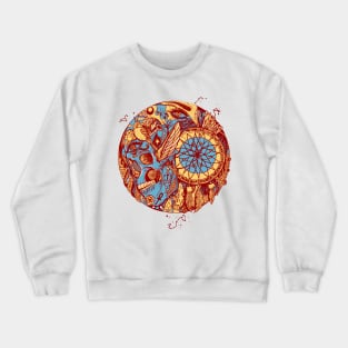 Pastel Cream Skull and Dreamcatcher Circle Crewneck Sweatshirt